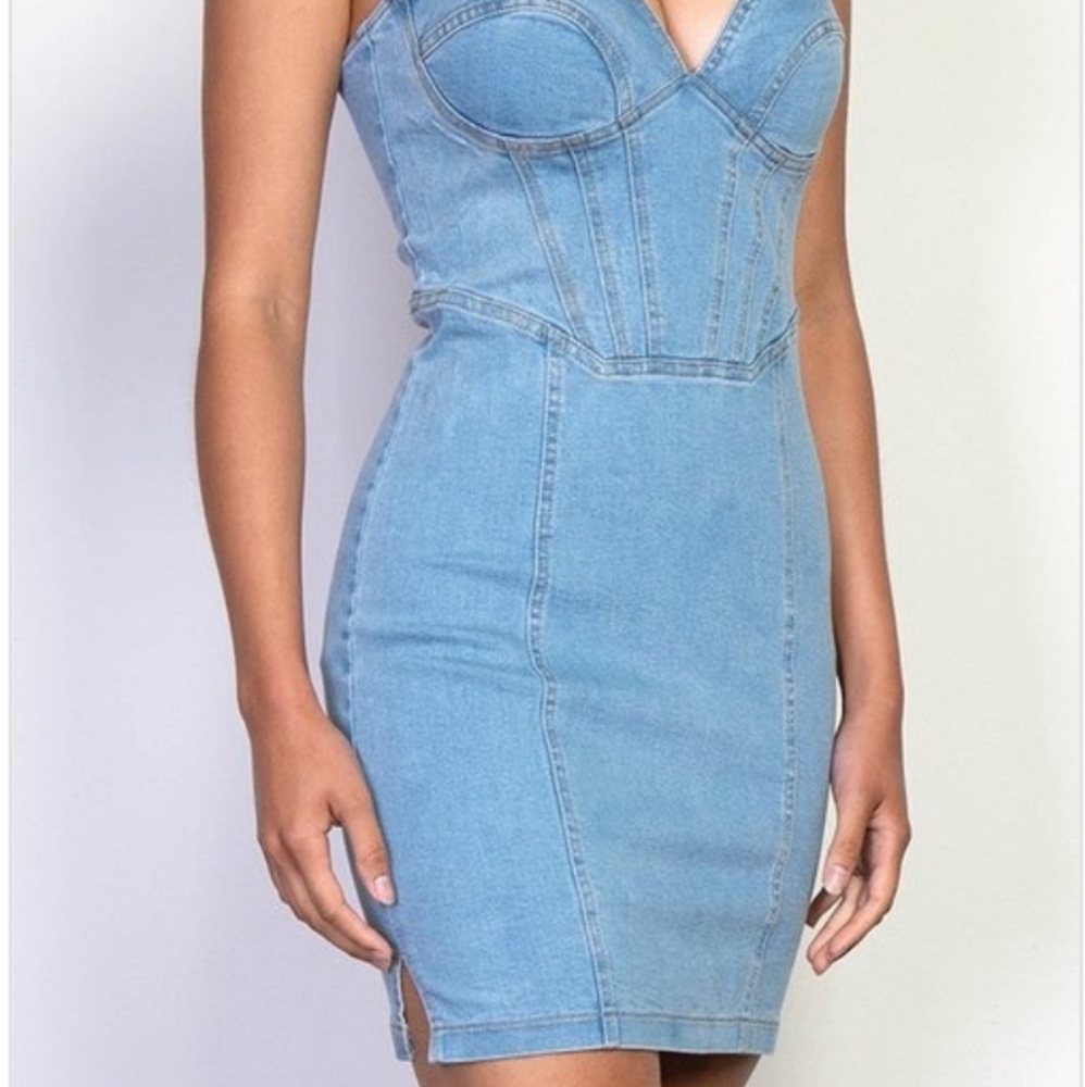 SWEETHEART DENIUM CORSET BUSTIER MINI DRESS - Picture 4 of 6